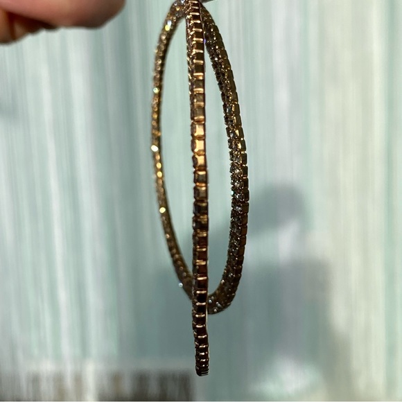 Bebe Large Hoop Diamond Earrings NWT - Picture 12 of 17